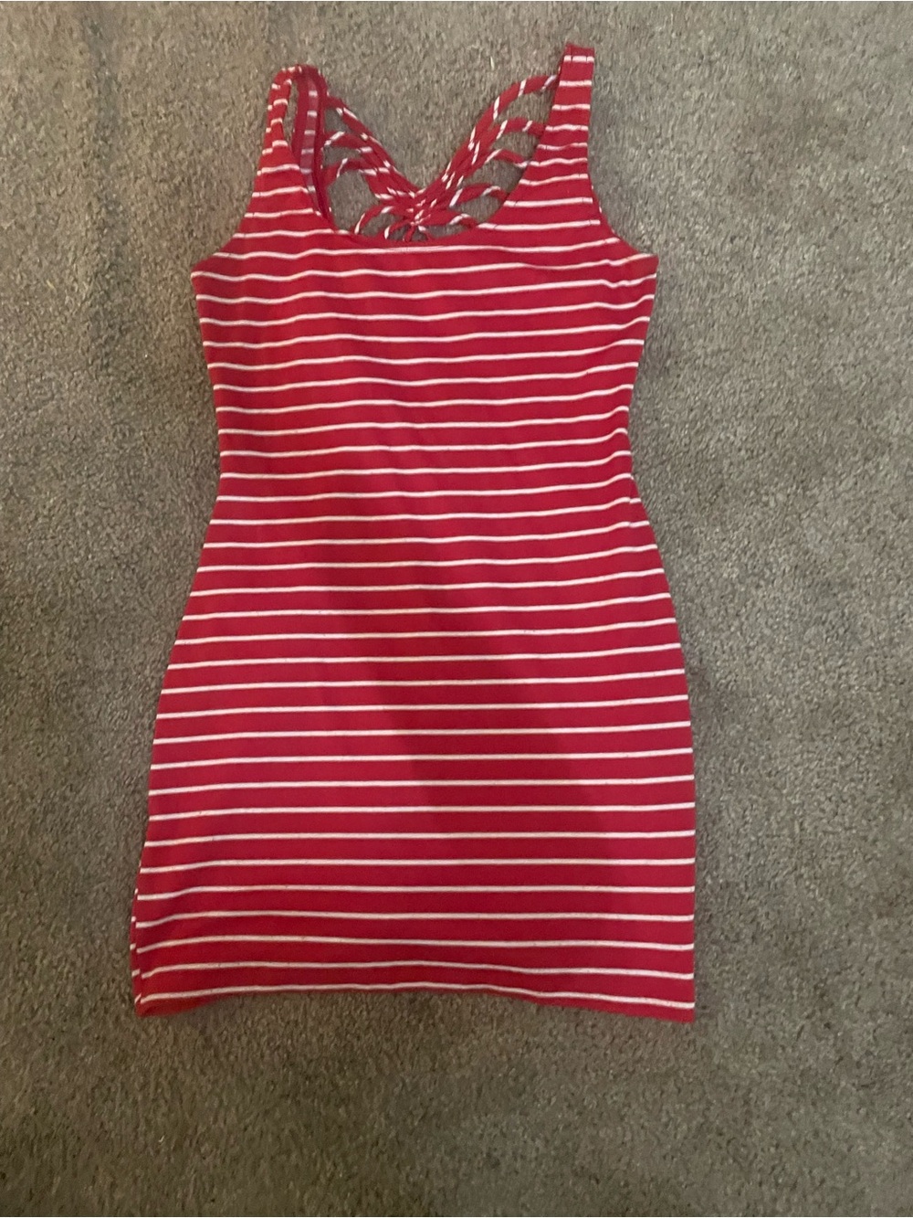Striped Red Mini Dress with Twisted Back